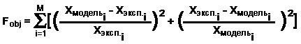 Fobj = SUMMA[ { ( X[i] - X.[i] ) / X.[i]  }**2 + { ( X.[i] - X[i] ) / X[i] }**2 ],   i=1...